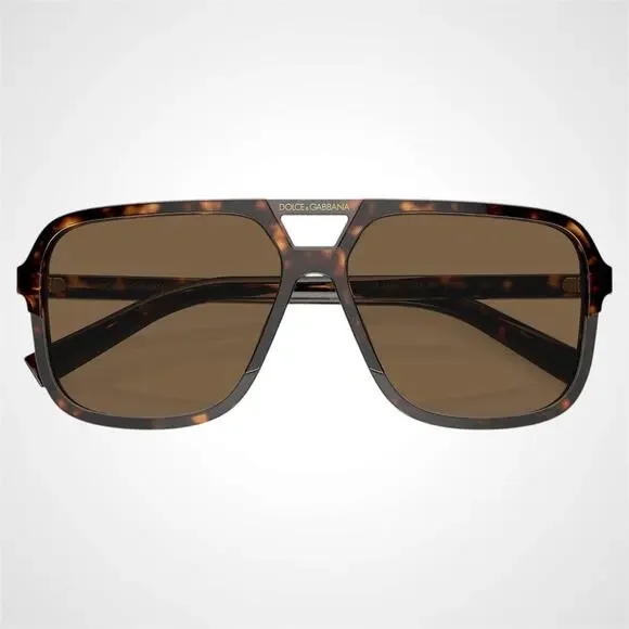 New Dolce & Gabbana Sunglasses Brown Aviator Pilot Gold Metal